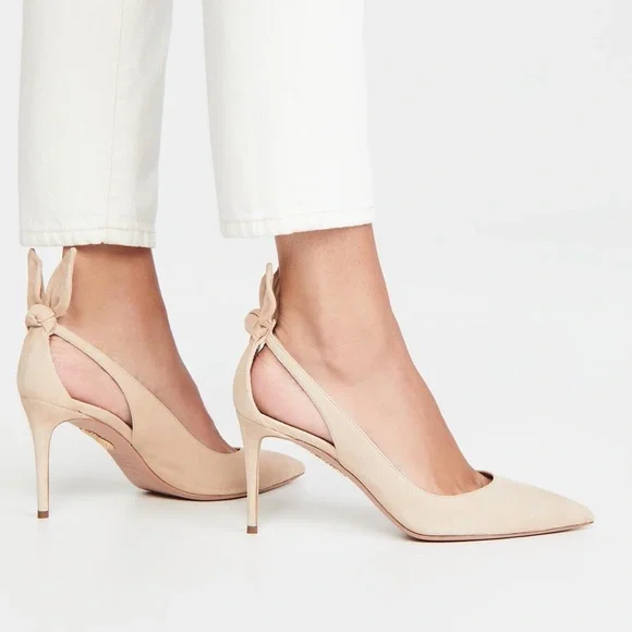 Aquazzura Bow Tie Aquazzura Pumps Meghan Bow Tie 105 Suede Pumps